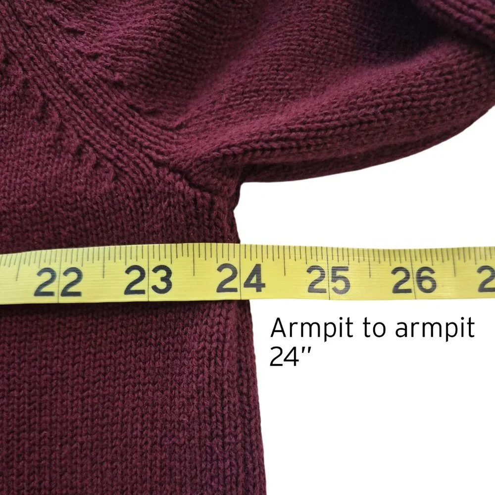 St. John's Bay Quarter Zip 100% Cotton Heavy Knit Sweater Maroon Red Size XL